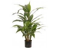 Keulenlilie, Kunstpflanze mit 4 Ausläufern und & 50 Blättern, Echtholz-Stamm (Ø 1,5 cm, H. 17 cm), H. 80 cm
