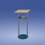 Rednerpult Edelstahl mit Holztableau. Grundplatte,Neigung,Beleuchtung und Buchablage wählbar