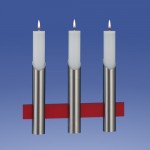 Satin Leuchter rot 3-Flammer, gerade