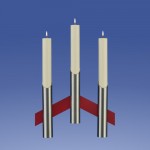 Satin Leuchter rot 3-Flammer, Pyramide