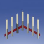 Satin Leuchter rot 7-Flammer, Pyramide