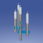Satin Leuchter blau 4-Flammer, Spirale