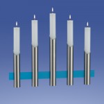 Satin Leuchter blau 5-Flammer, Pyramide