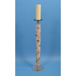 Einzelleuchter Birkenholzstamm 6cmØ oder 8cmØ, Grundplatte 25cmØ**
