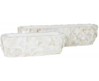 Muschel-Tischgefäß, 90x20/20 cm, Perlmutt weiß